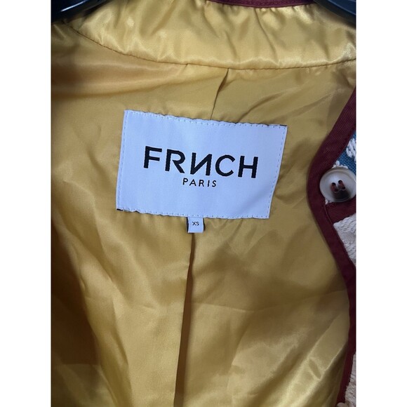 FRNCH Paris Multicolour Patchwork Diamond Quilted Jacket XS Boho Indie Retro - Picture 14 of 14